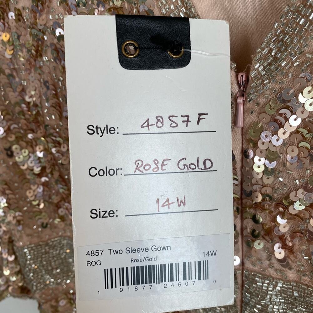 MAC DUGGAL Vintage Blush Rose Gold Sequined Evening Formal Gown - Picture 11 of 16